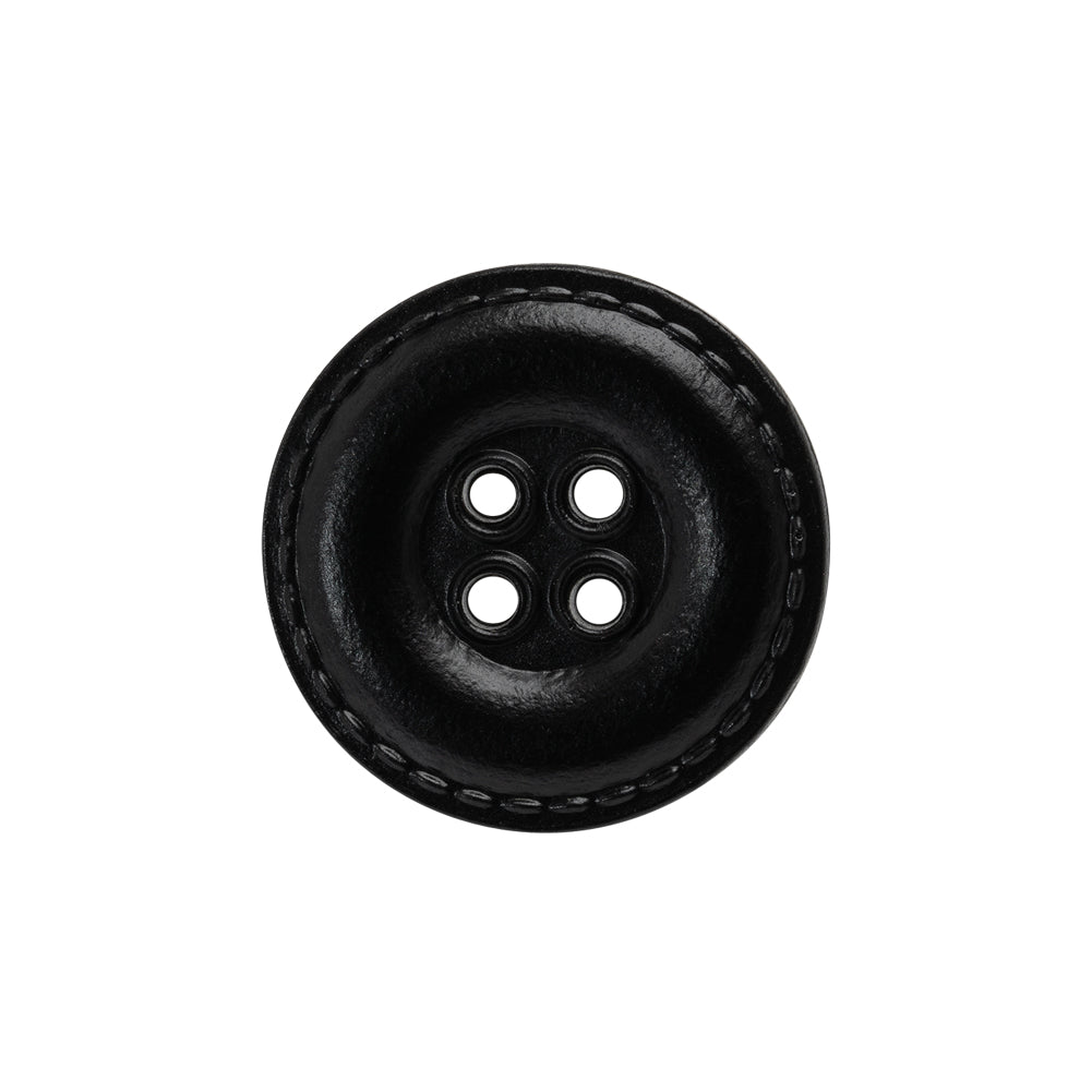 Plastic 4-Hole Button - 34L/21.5mm - Black Faux Leather with Stitched Border - Joann Fabrics