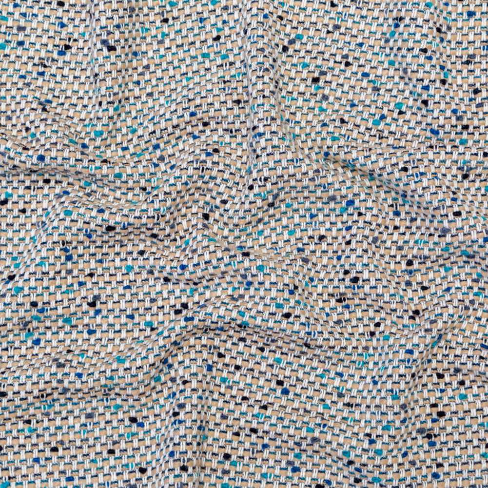 Beige, Blue and White Blended Wool Tweed - Joann Fabrics