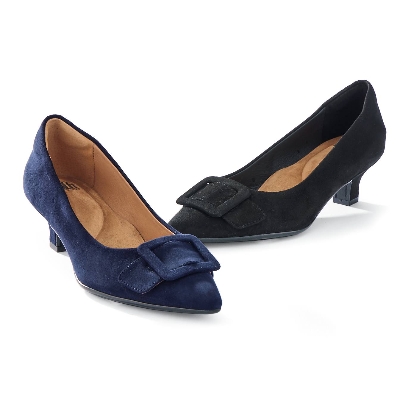 Sofft® Buckle-Accent Pumps, Suede, Kitten Heel - Northstyle Catalog