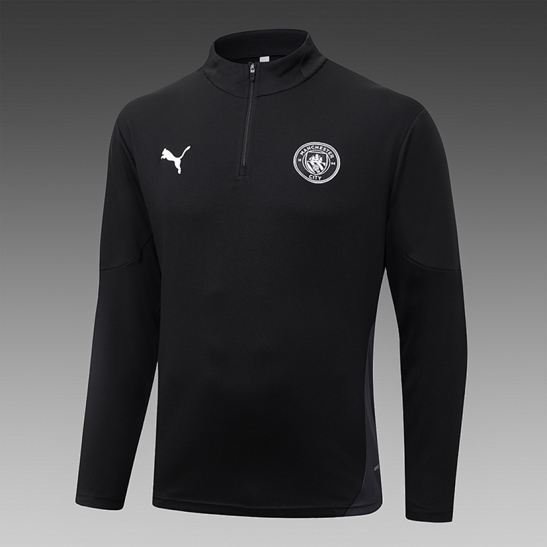 2025/2026 Manchester City Half-Pull Training Suit black Football Shirt 1:1 Thai Quality Set