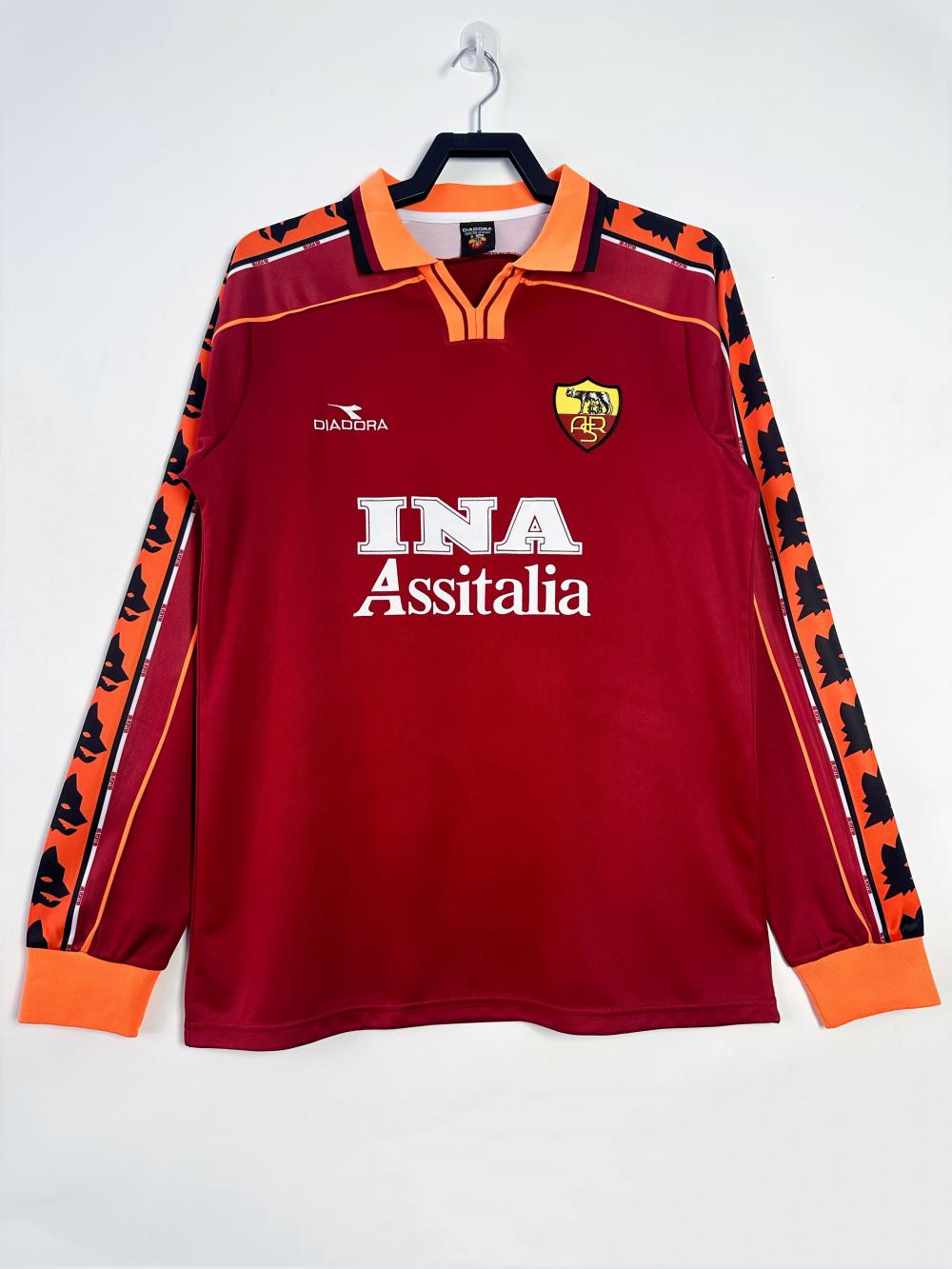 1998-1999 Retro Long Sleeve Roma Home Soccer Jersey 1:1 Thai Quality