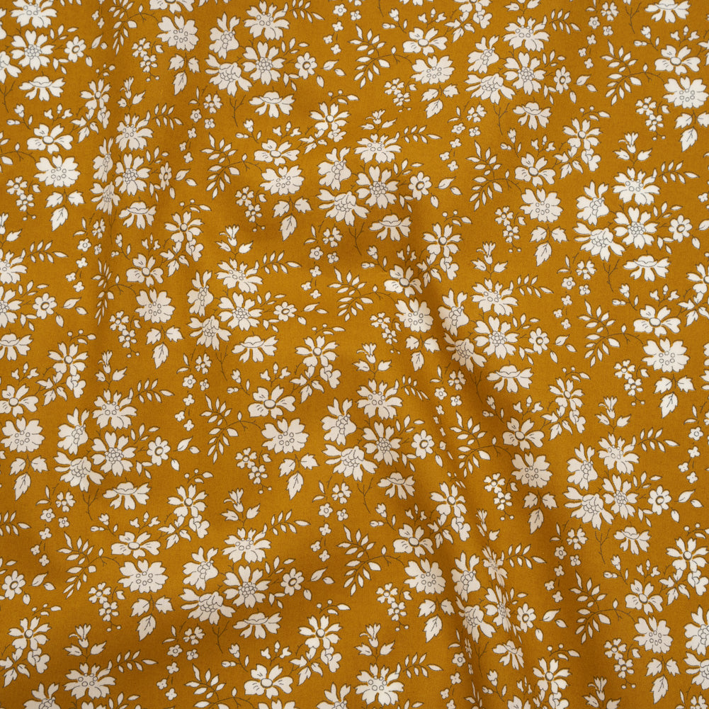 Liberty Fabrics Tana Lawn® - Capel Yellow - Yellow Ochre and White Outlined Florals - Joann Fabrics