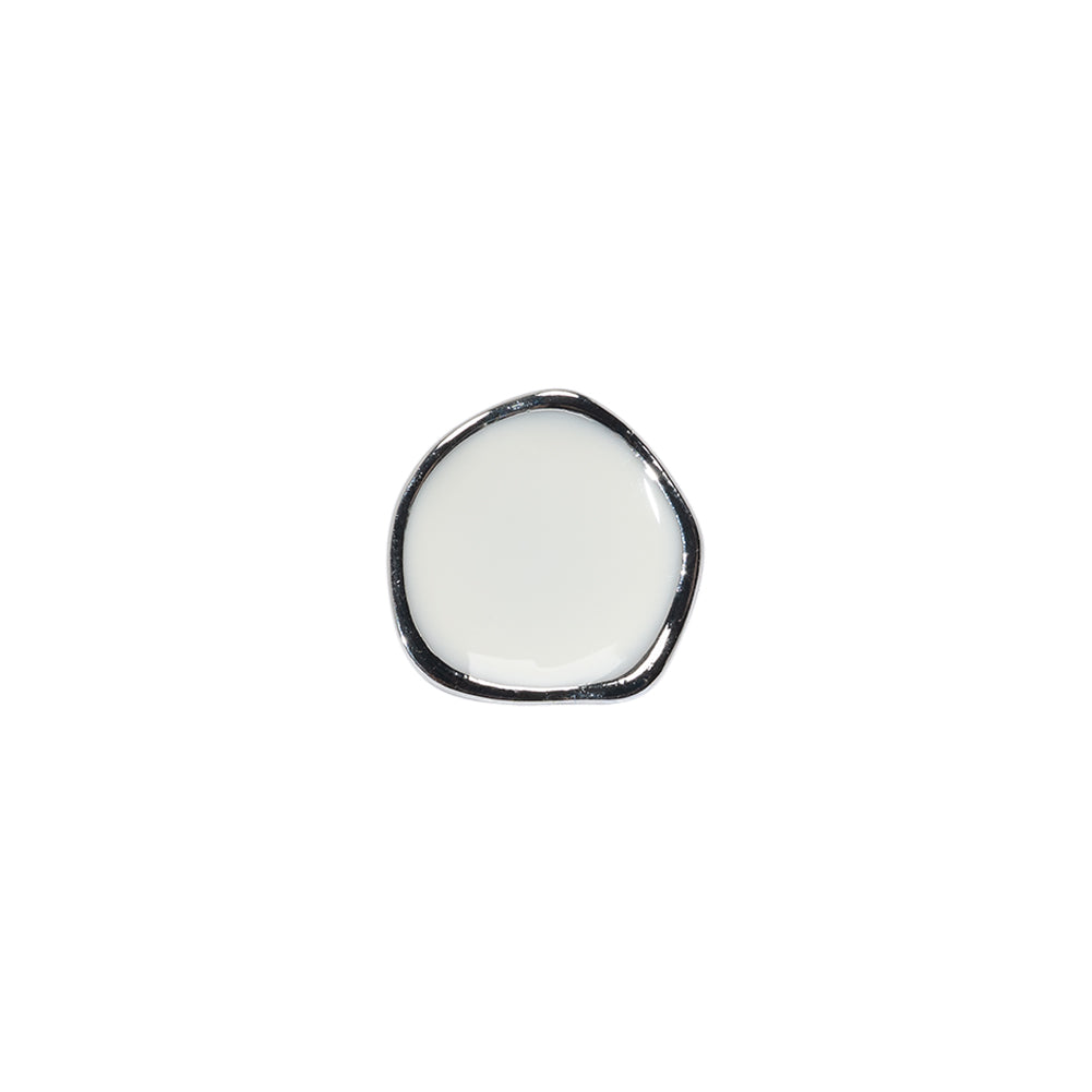 Organic Edge Enameled Shank Back Button - 18L/11.5mm - Nickel and White - Joann Fabrics