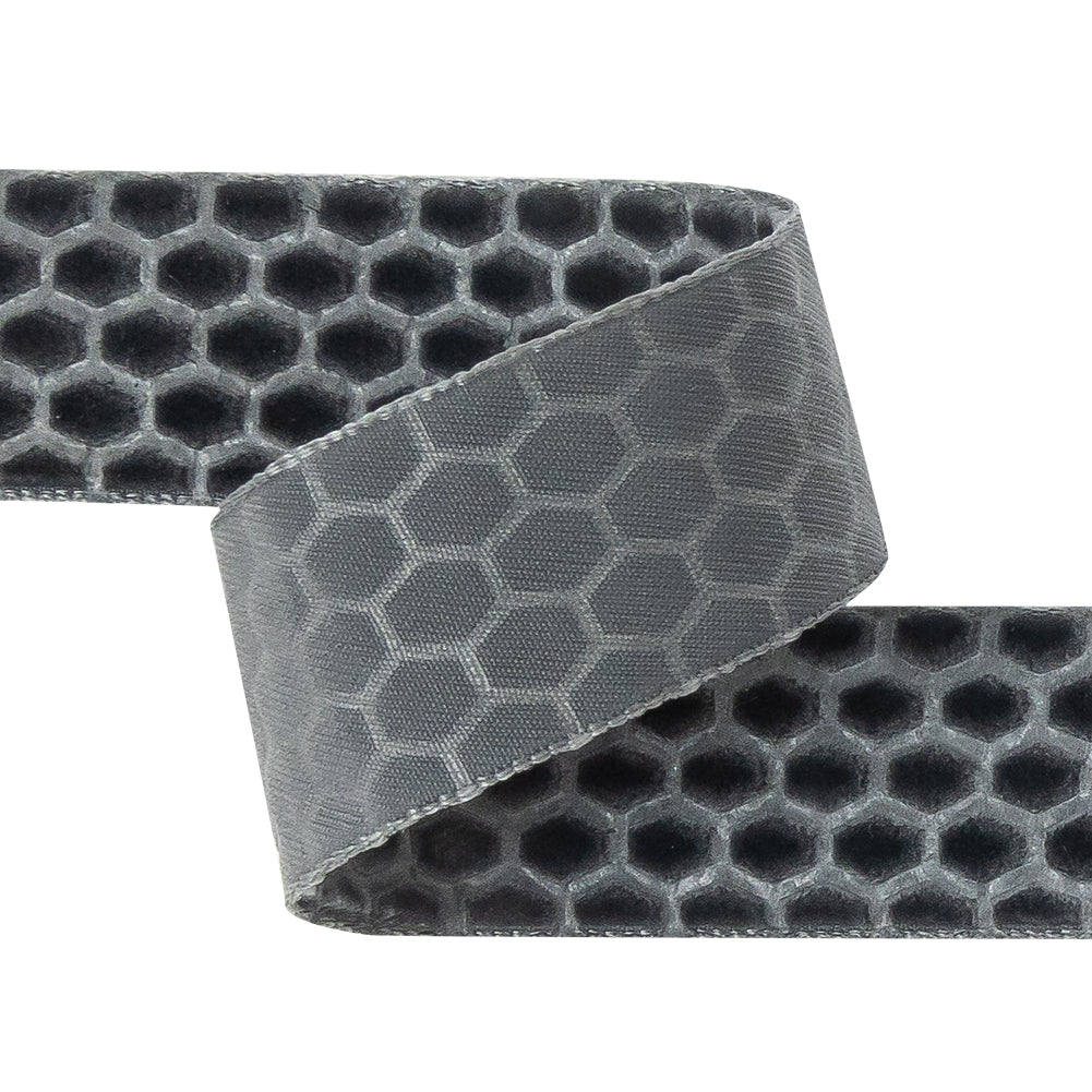 Italian Gray Honeycomb Velvet Burnout Trim - 0.875