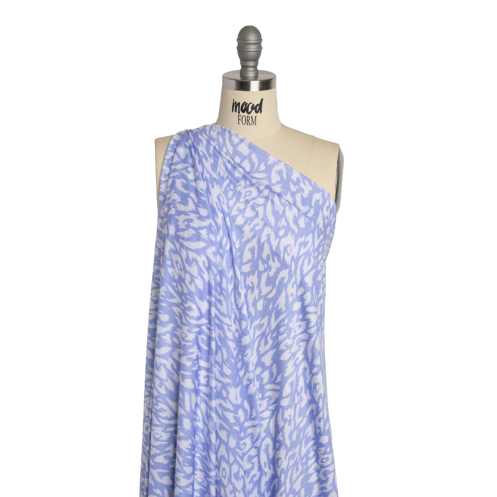 Stretch Rayon Jersey - Periwinkle and White Animal Spots - Deadstock - Joann Fabrics
