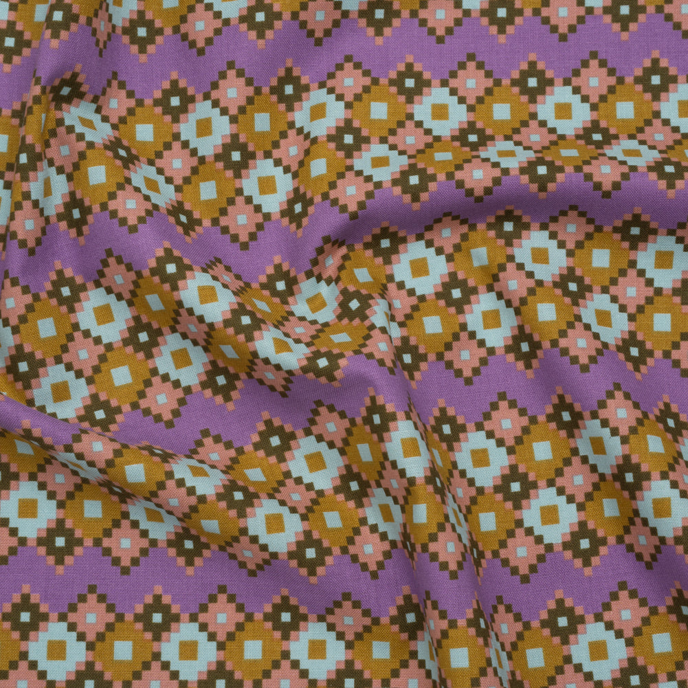 Printed Quilting Cotton by Anna Maria Textiles for Northcott - Sunset Interwoven Geometric Stripes - Heiress Collection - Joann Fabrics