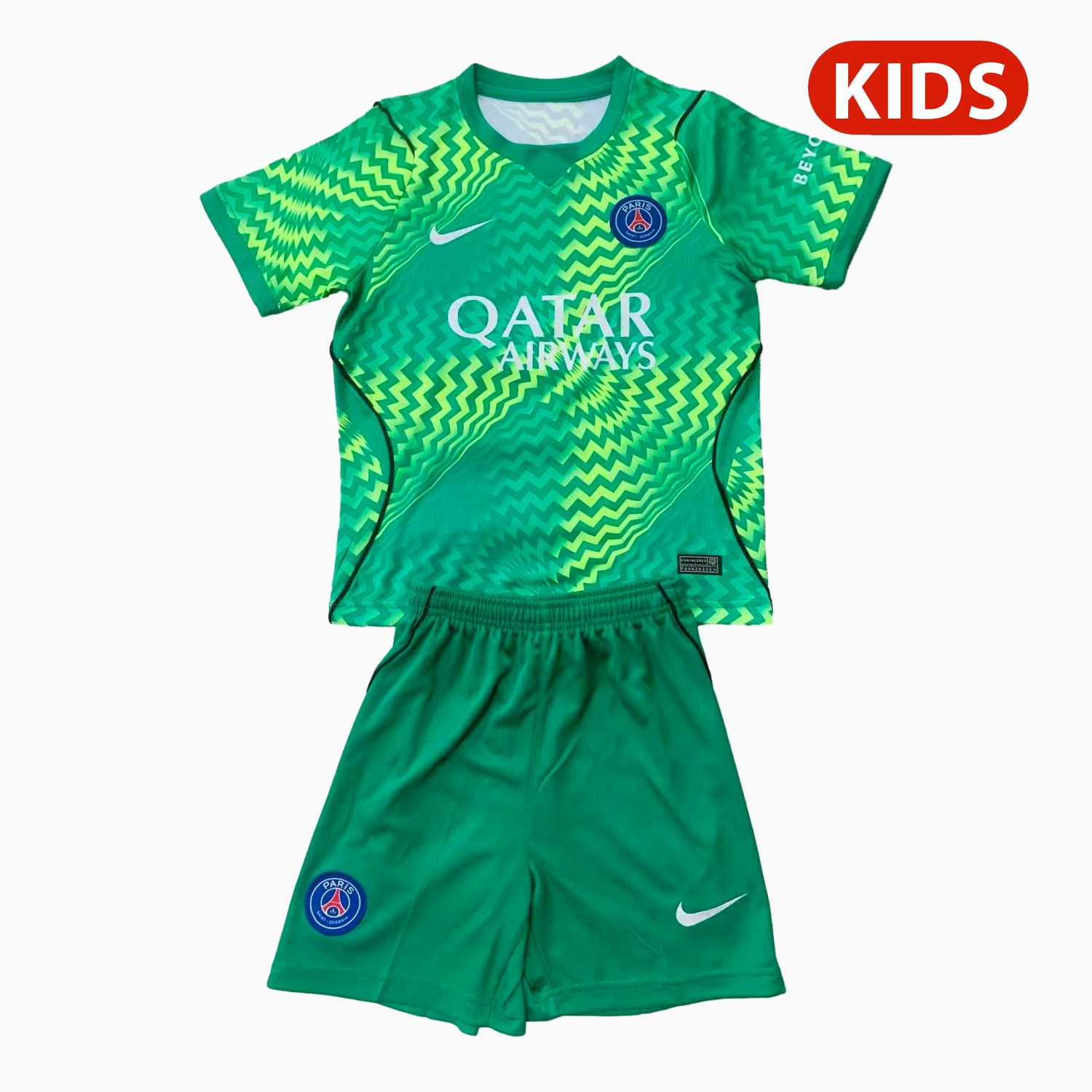 Paris Saint-Germain PSG 26-27 Green Goalkeeper Kids Kit - UnitedFutballJersey
