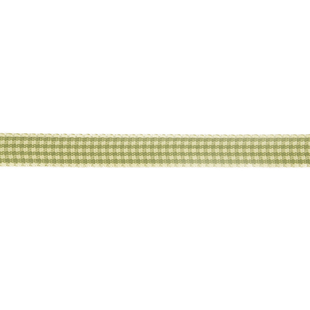 Lime and Cream Houndstooth Check Woven Ribbon - 0.375