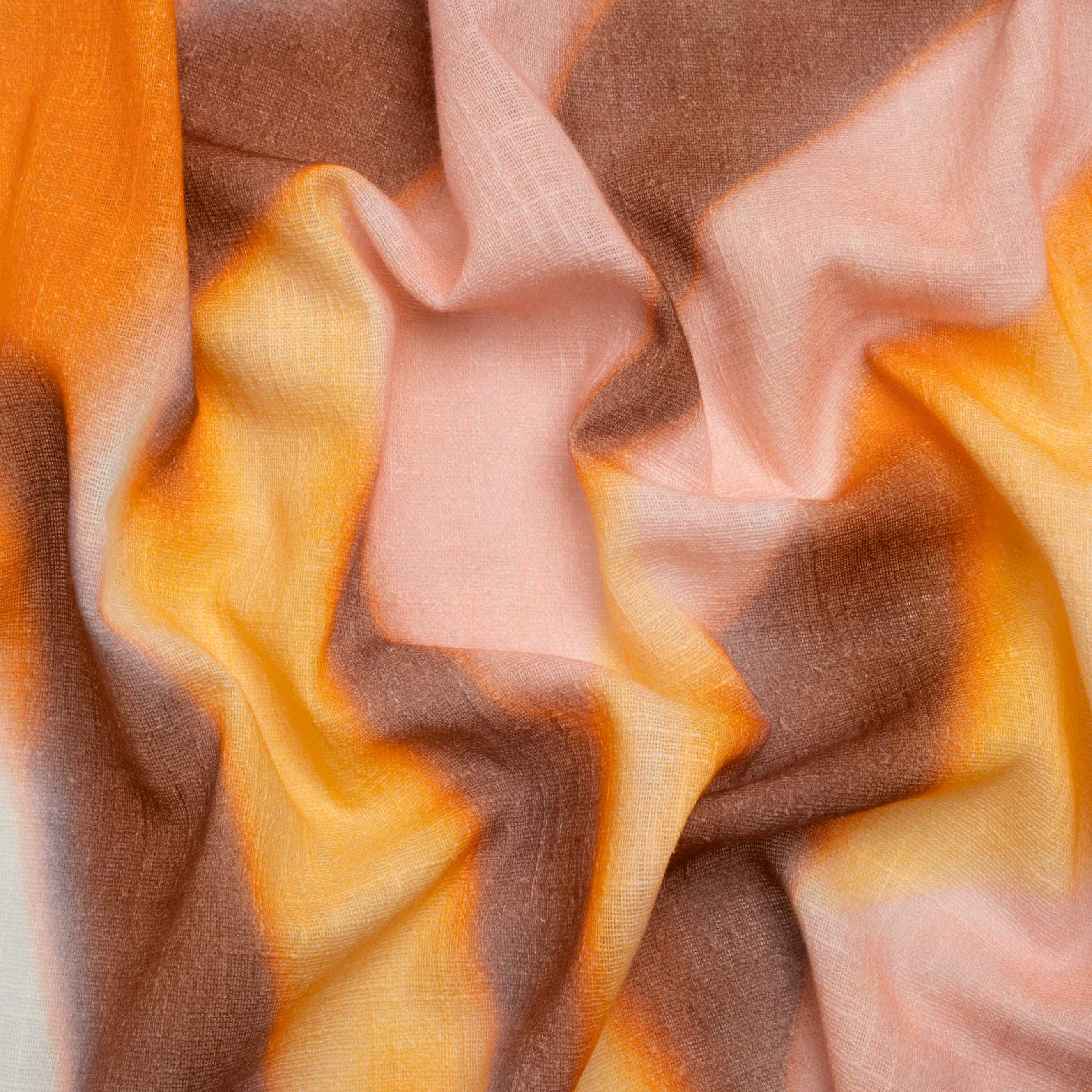 Slubbed Gauzy Cotton Woven Print - Orange, Pink and Brown Hazy Abstract - Mood Exclusive Scattered Sunlight - Joann Fabrics