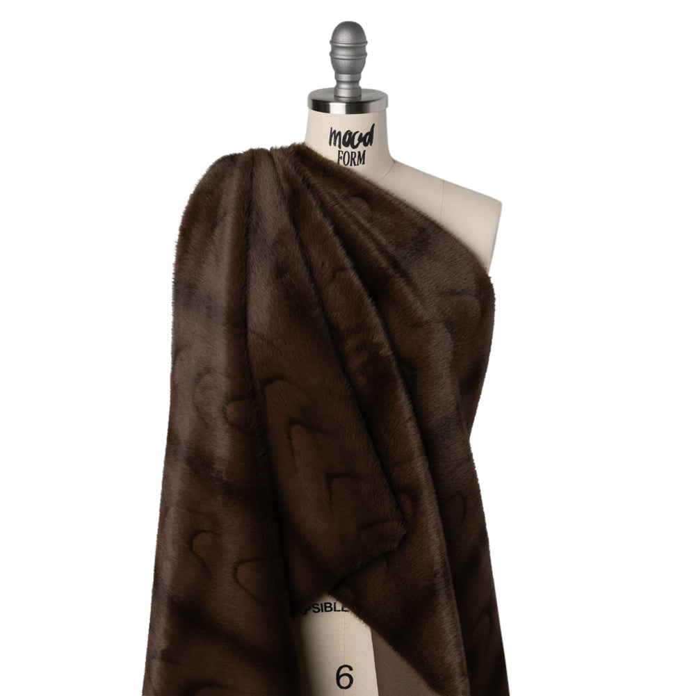 Plush Short Pile Recycled Polyester Faux Fur - Brown and Black Woodgrain Print - Joann Fabrics