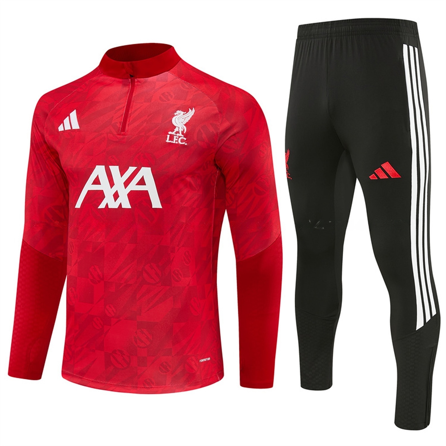 Liver.pool 26-27 Graphic Print Long Sleeve Training Set - Red Top & Black Pants - UnitedFutballJersey