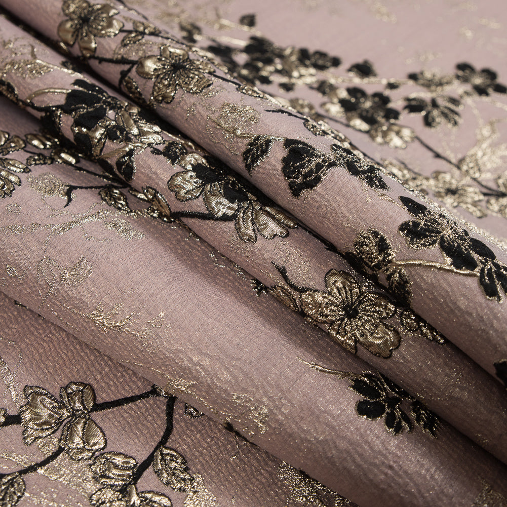Pink, Black and Gold Luxury Floral Metallic Brocade - Joann Fabrics