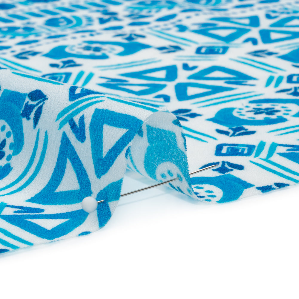 Mood Exclusive Blue Polygon Petals Cotton Crepe - Joann Fabrics