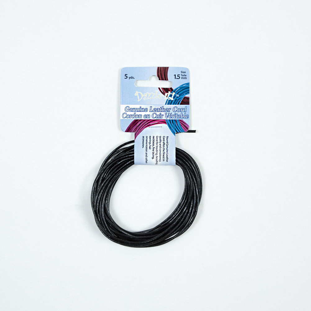 Dazzle-It Black Genuine Leather Cord - 1.5mm - Joann Fabrics