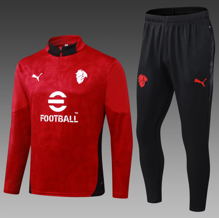 2025/2026 AC Milan Half-Pull Training Suit Red Football Jersey 1:1 Thai Quality