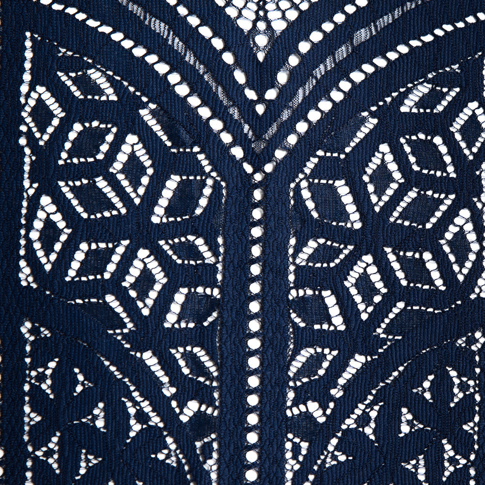 Lace with Finished Eyelash Edges - Navy Geometric - Joann Fabrics
