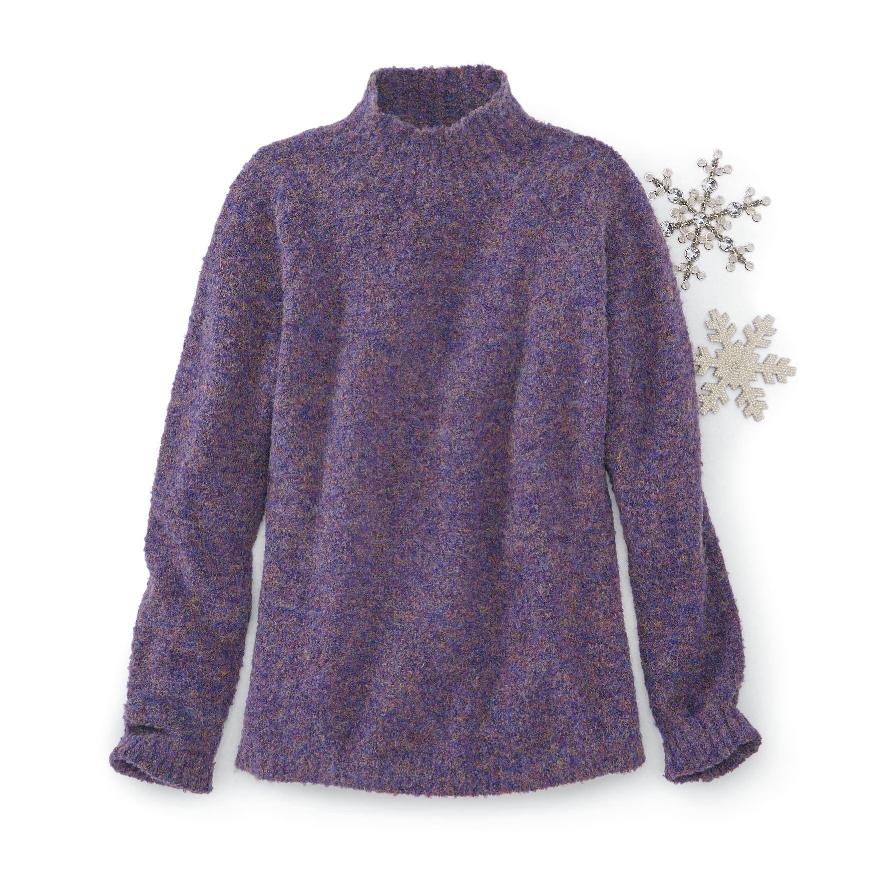 Mockneck Tweedy Pullover, Raglan Sleeves, Ribbed Trim - Northstyle Catalog