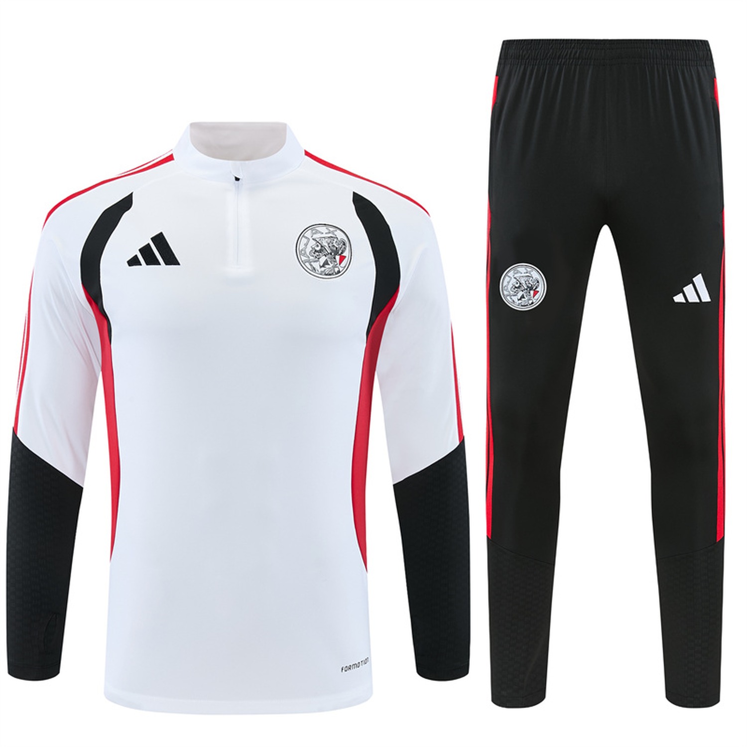 Ajax 26-27 Kids Long Sleeve Training Set - White Top & Black Pants - UnitedFutballJersey