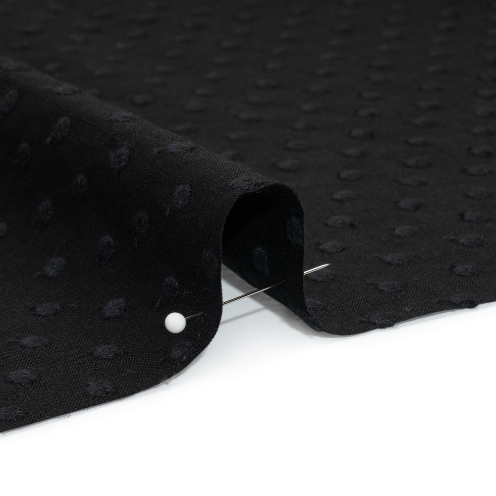 Famous Australian Designer Black Embroidered Polka Dots LightweightLinen and Cotton Woven - Joann Fabrics