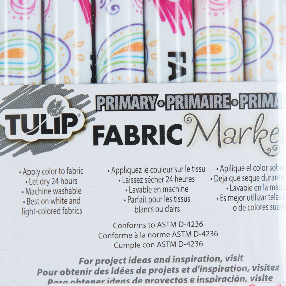 Tulip Fine Tip Primary Color Fabric Markers - 6 Pack - Joann Fabrics