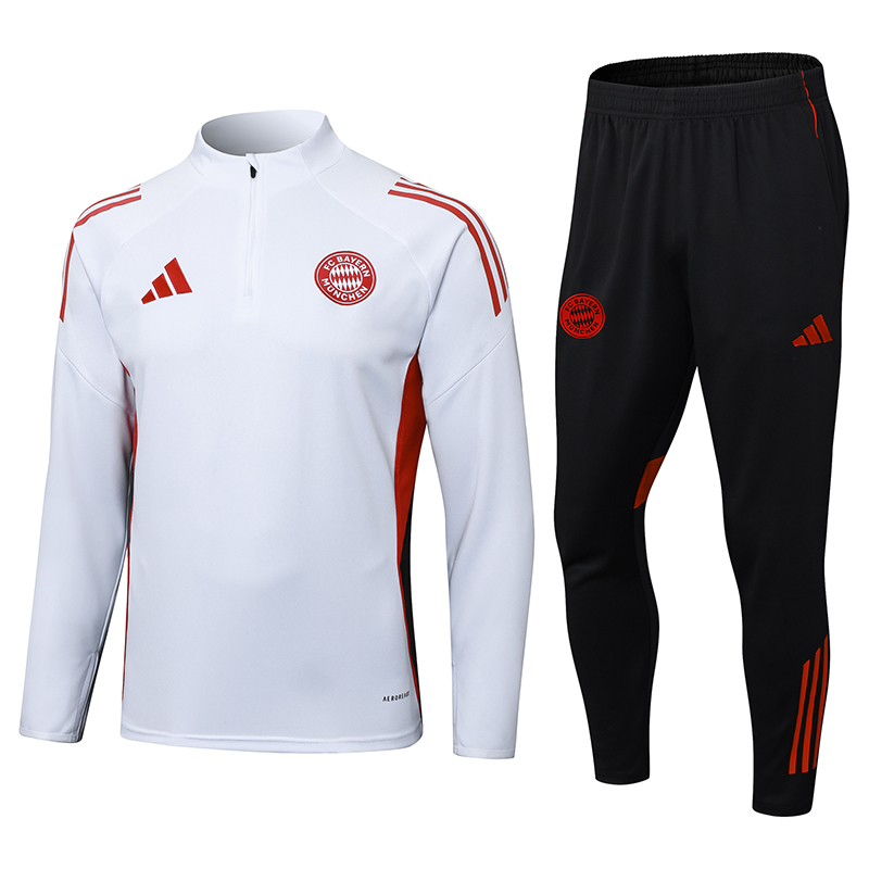 2025/2026 Bayern Munich Half-Pull Training Suit White Football Shirt 1:1 Thai Quality Set