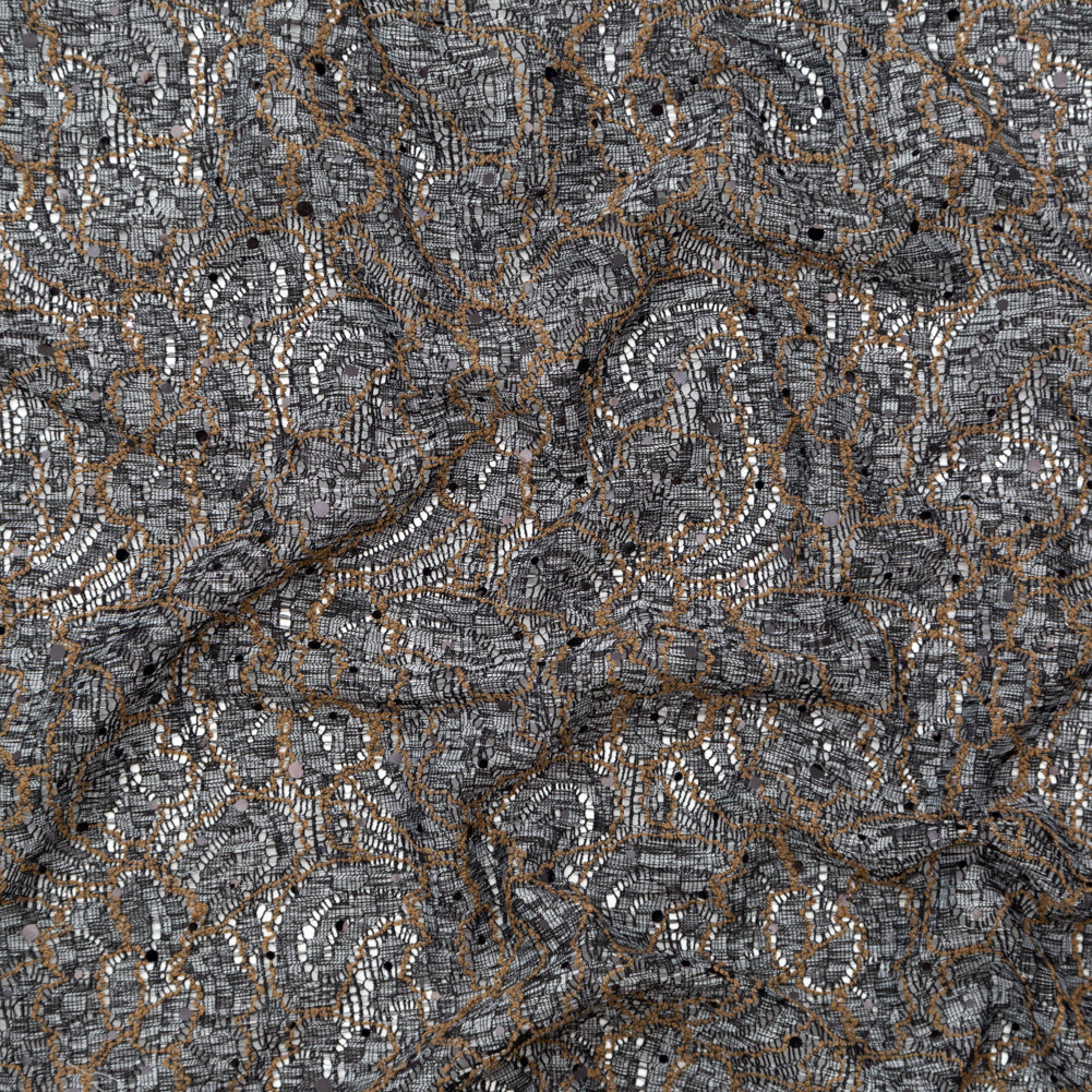 Italian Mink and Chicory Sequined Knit Floral Lace - Joann Fabrics