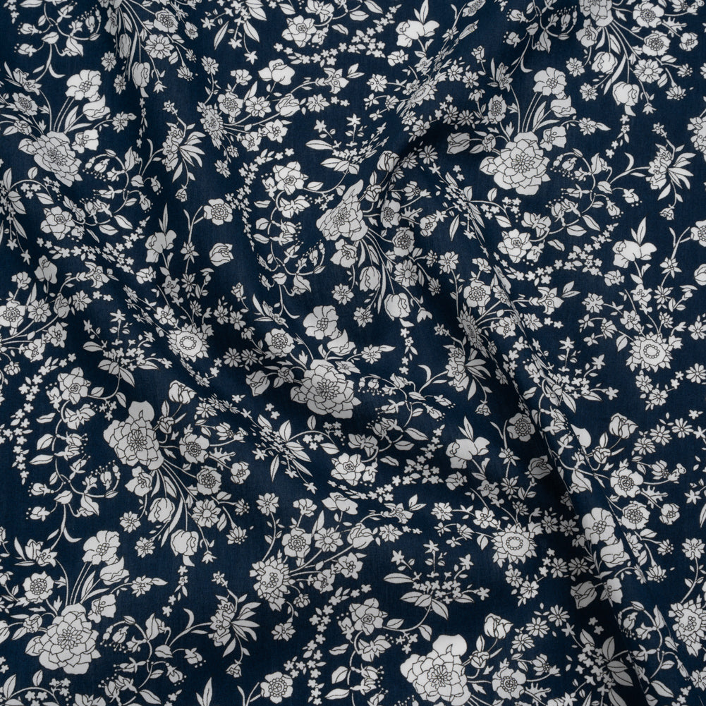Liberty Fabrics Tana Lawn® - Summer Blooms Dark Blue - Navy and White Floral - Joann Fabrics