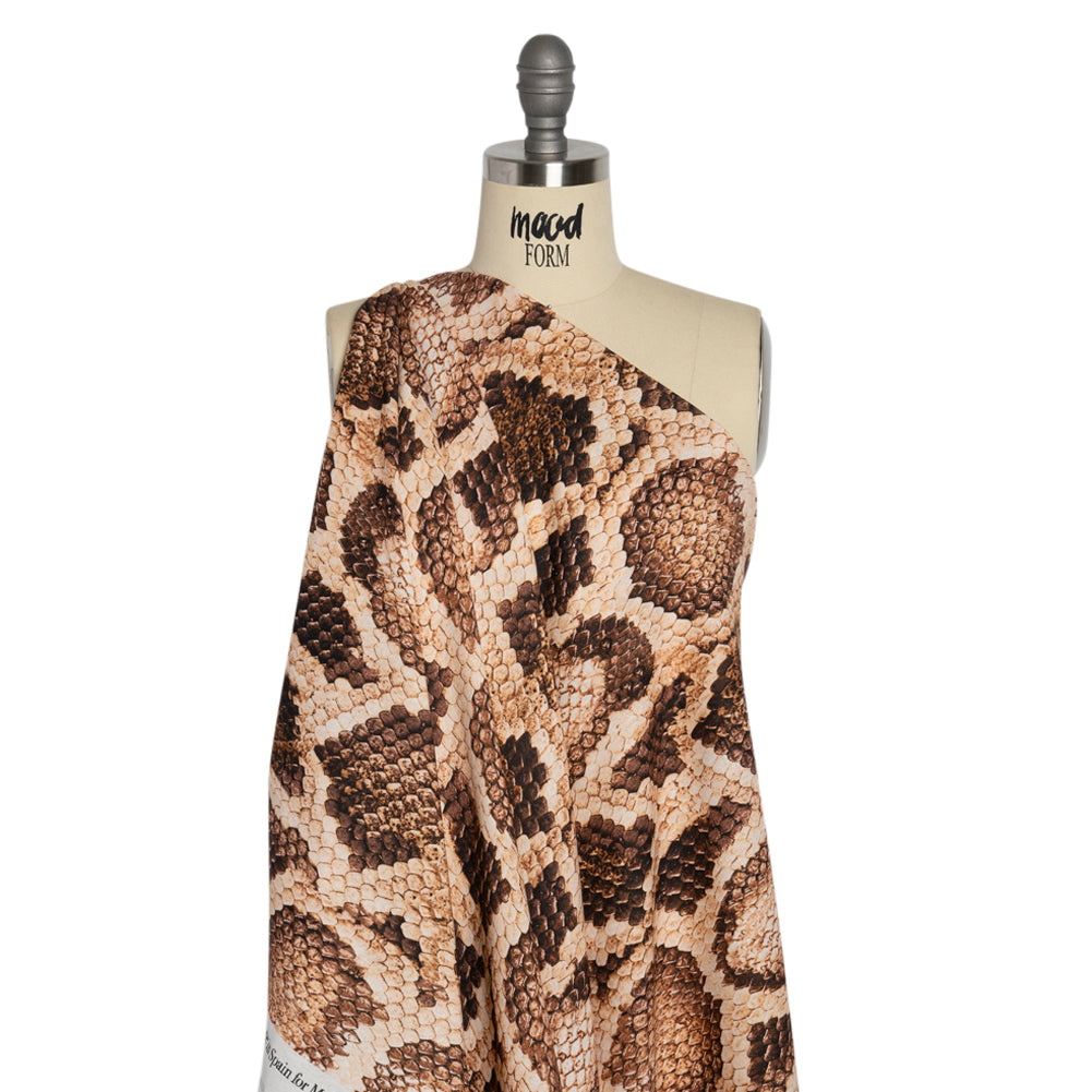 Linen and Rayon Woven - Beige and Brown Snakeskin - Kaa's Charm Print - Mood Exclusive Kilimanjaro Collection - Joann Fabrics