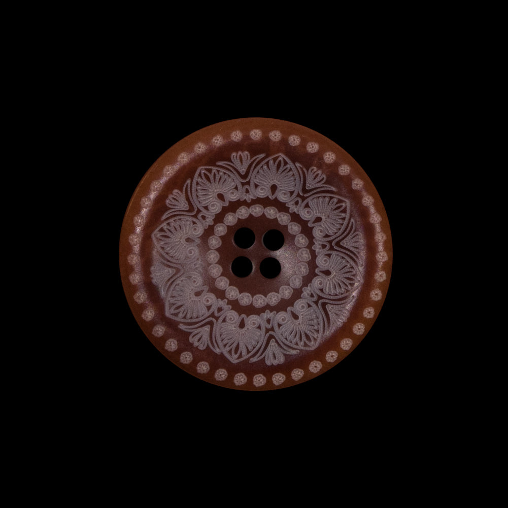 Italian Brown and White Etched Plastic Button - 35L/22mm - Joann Fabrics