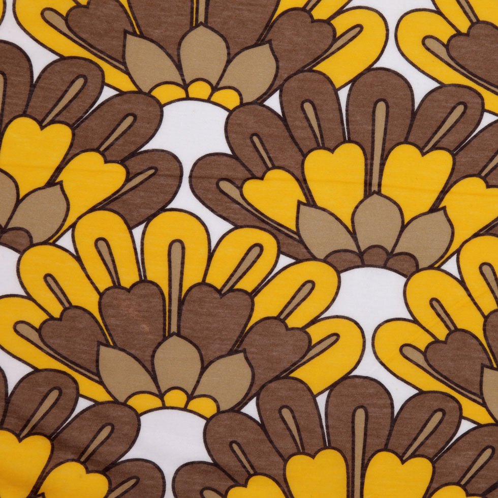 Marigold and Brown Retro Floral Poly Print - Joann Fabrics