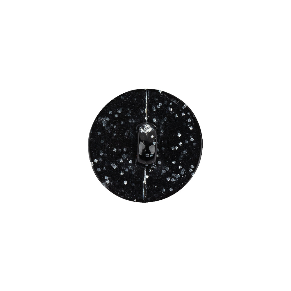 Plastic Shank Back Button - 24L/15mm - Black Dome Shaped with Silver Glitter - Joann Fabrics