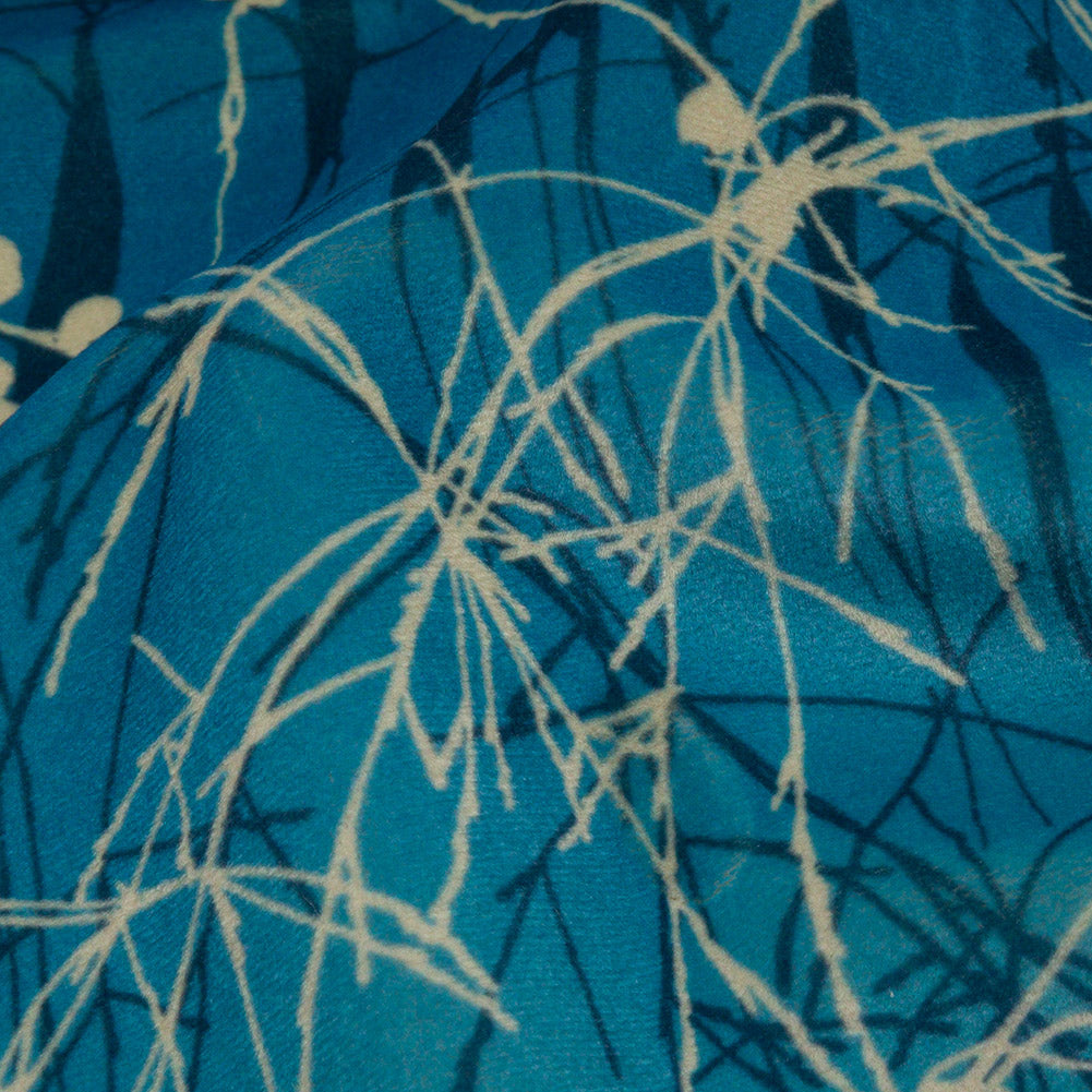 Printed Polyester Velvet - French Navy Meadow Grass Ombre - British Imported - Joann Fabrics