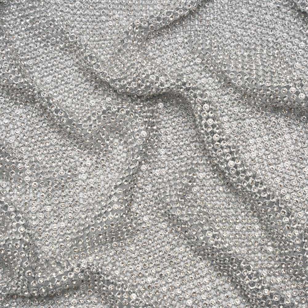 Rhinestone Aluminum Chainmail Fabric Panel, 3mm - Silver and Crystal - Astraia Collection - Joann Fabrics