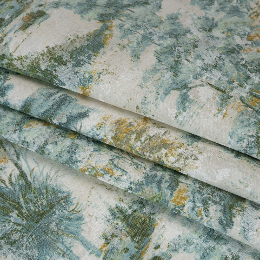 Drapery Jacquard Print - Jade Dreamy Trees - British Imported - Joann Fabrics