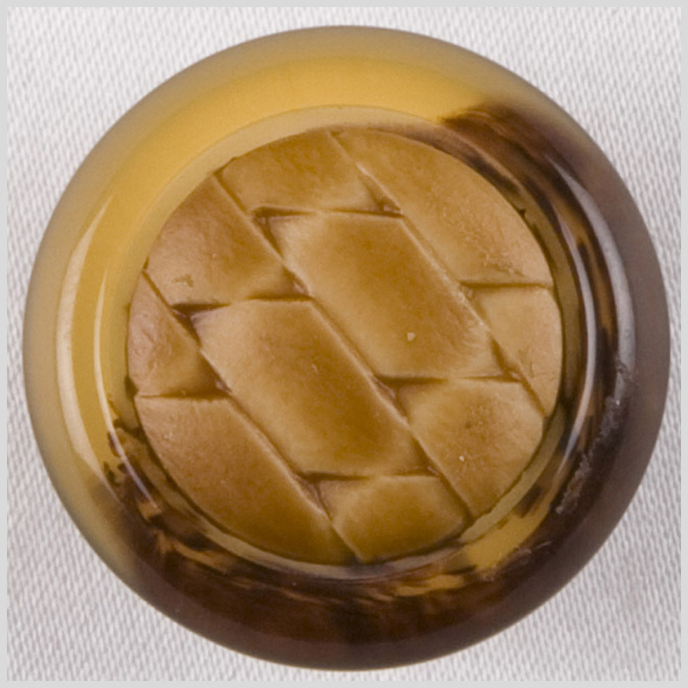 Plastic Shank Back Button - 36L/23mm - Beige and Brown Marbled with Basketweave Center - Joann Fabrics