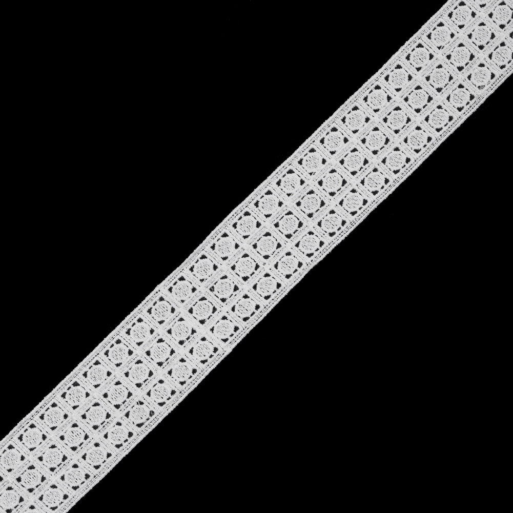 White Embroidered Lace Trim - 1.5