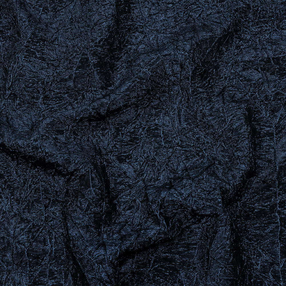 Astrolabe Metallic Black and Navy Crinkled Luxury Brocade with Black Backing - Joann Fabrics