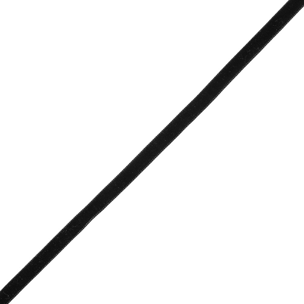 Swiss Black Single-Faced Velvet Ribbon - 0.375