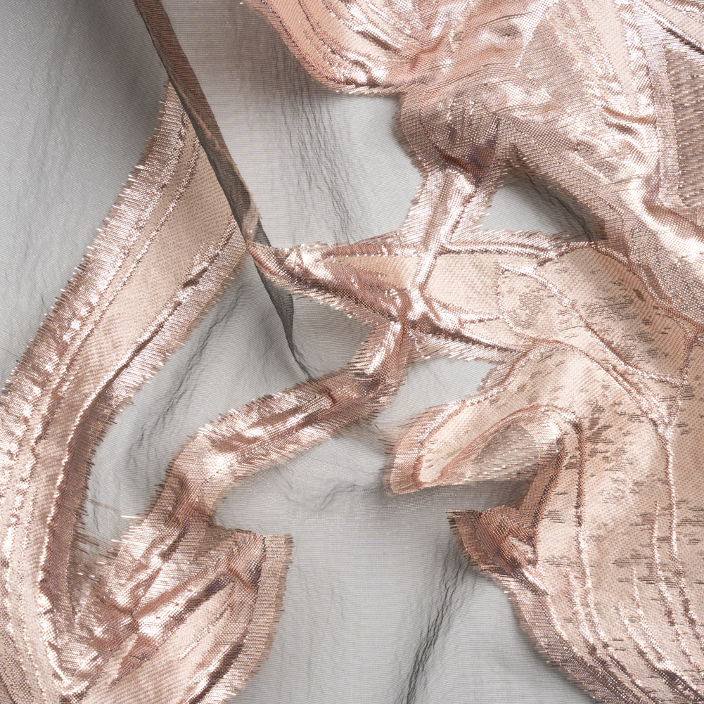 Metallic Rose Gold and Black Twirling Tulips Luxury Burnout Brocade - Joann Fabrics