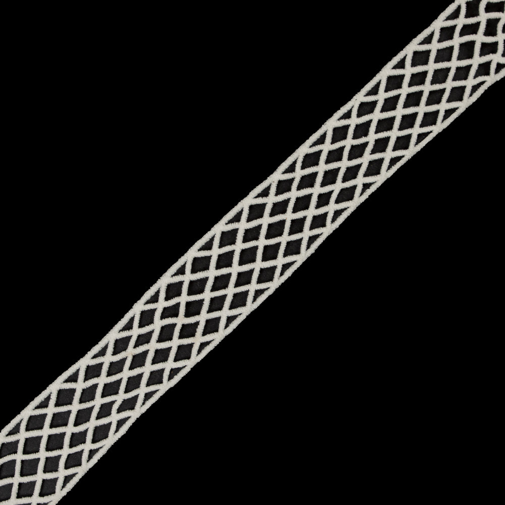 Off White Criss Cross Chenille Trim - 2