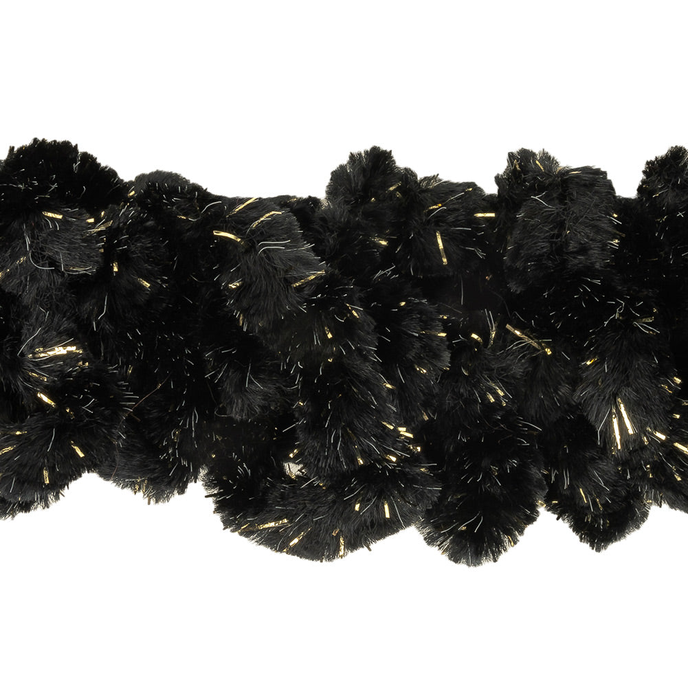 Black and Metallic Gold Chunky Chenille Looped Fringe - 2.25