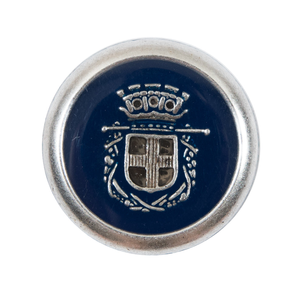 Italian Patriot Blue and Silver Crest Metal Button - 44L/28mm - Joann Fabrics