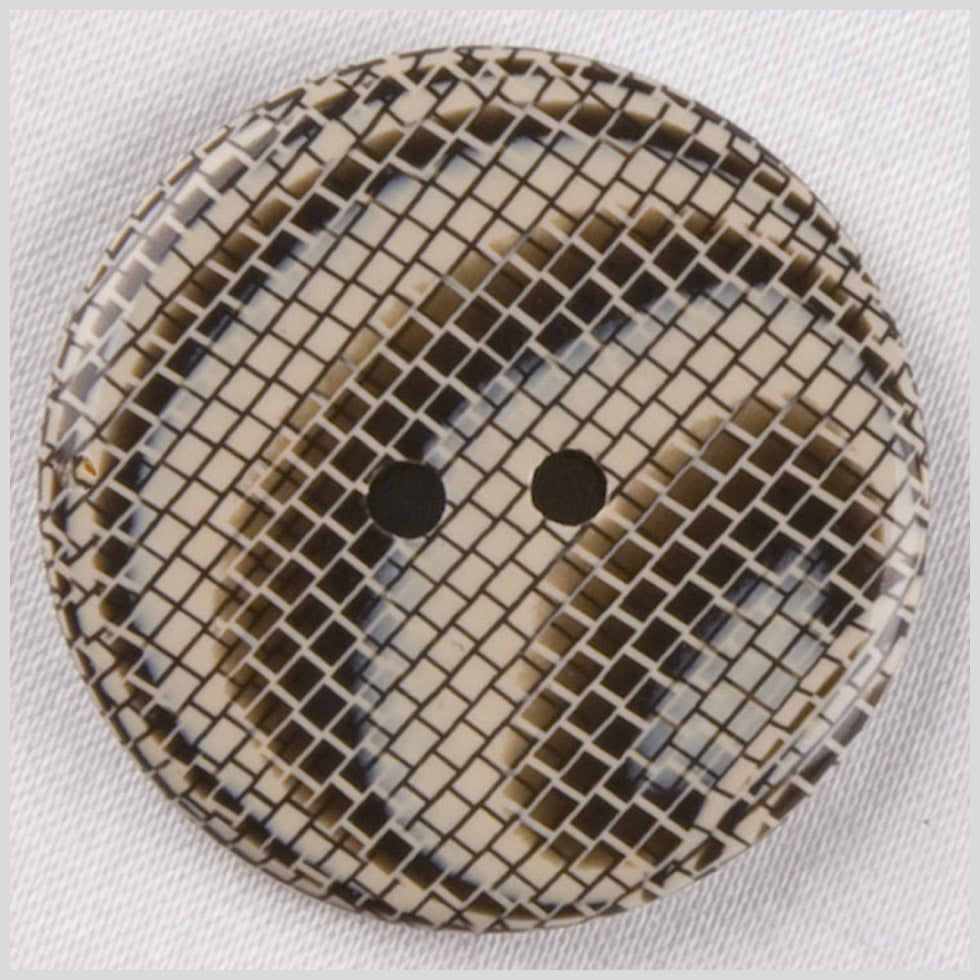 Plastic 2-Hole Button - 32L/20mm - Beige and Brown Ripples and Bricks - Joann Fabrics