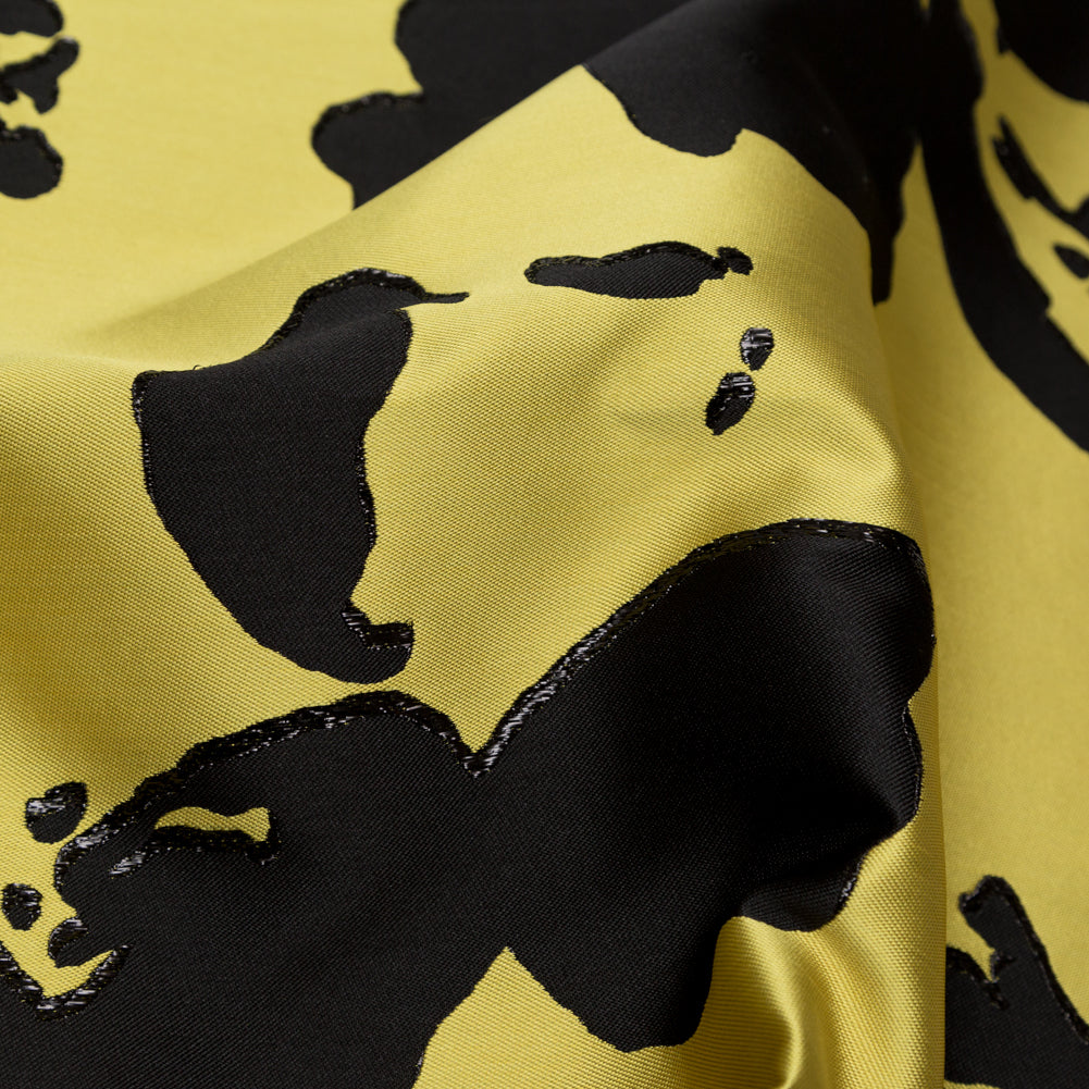Metallic Abstract Jacquard Lame - Black and Blazing Yellow - Joann Fabrics
