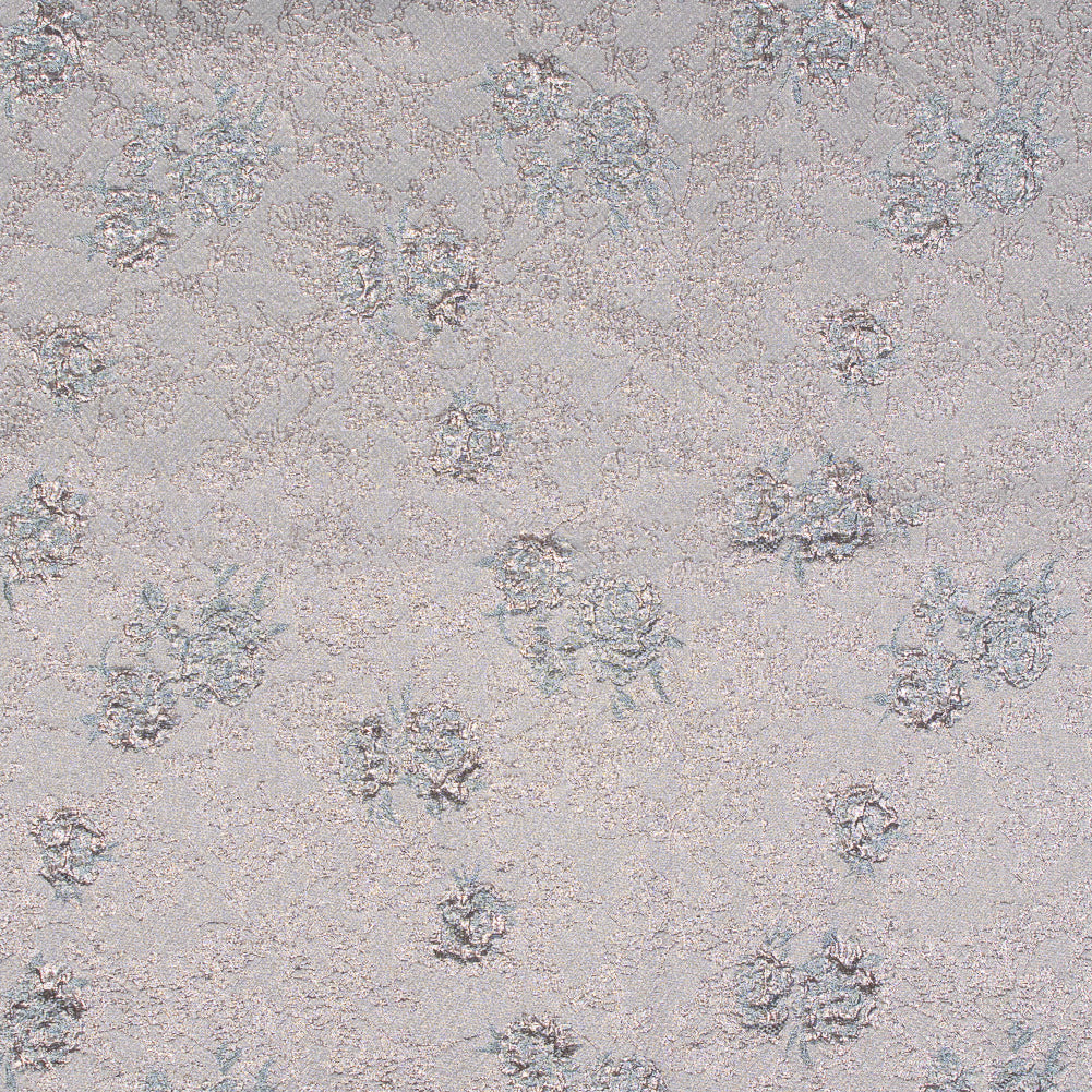 Rose Gold and Sky Blue Luxury Floral Metallic Brocade - Joann Fabrics
