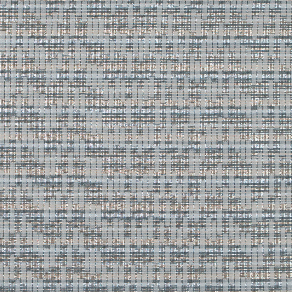 Ivory, Lake Blue and Silver Metallic Brocade - Joann Fabrics