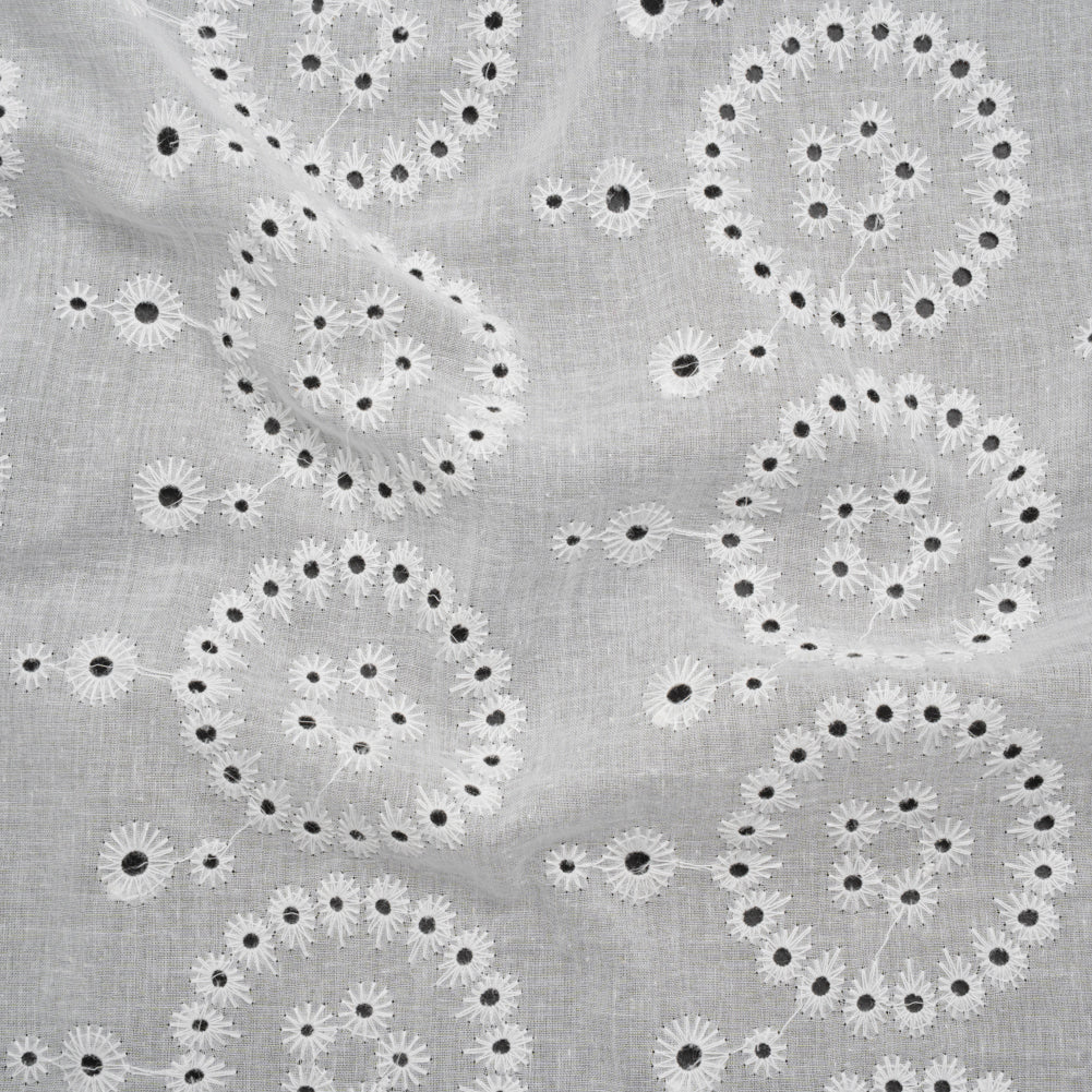Embroidered Eyelet Cotton Voile - White Big Circles - Naomi Collection - Joann Fabrics