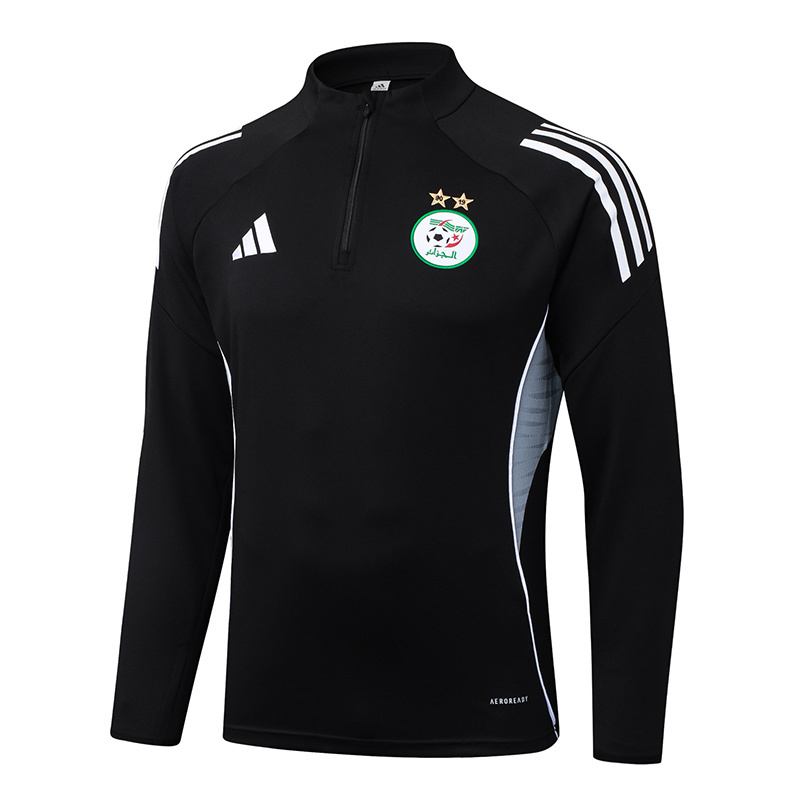 2025/2026 Algeria National Team Half-Pull Training Suit Black Shirt 1:1 Thai Quality Set