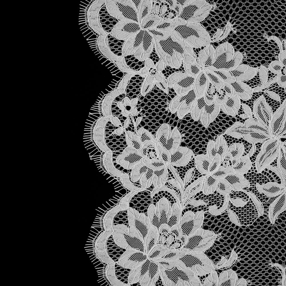 Fancy Corded Lace with Scalloped Eyelash Edges - White Floral - Joann Fabrics