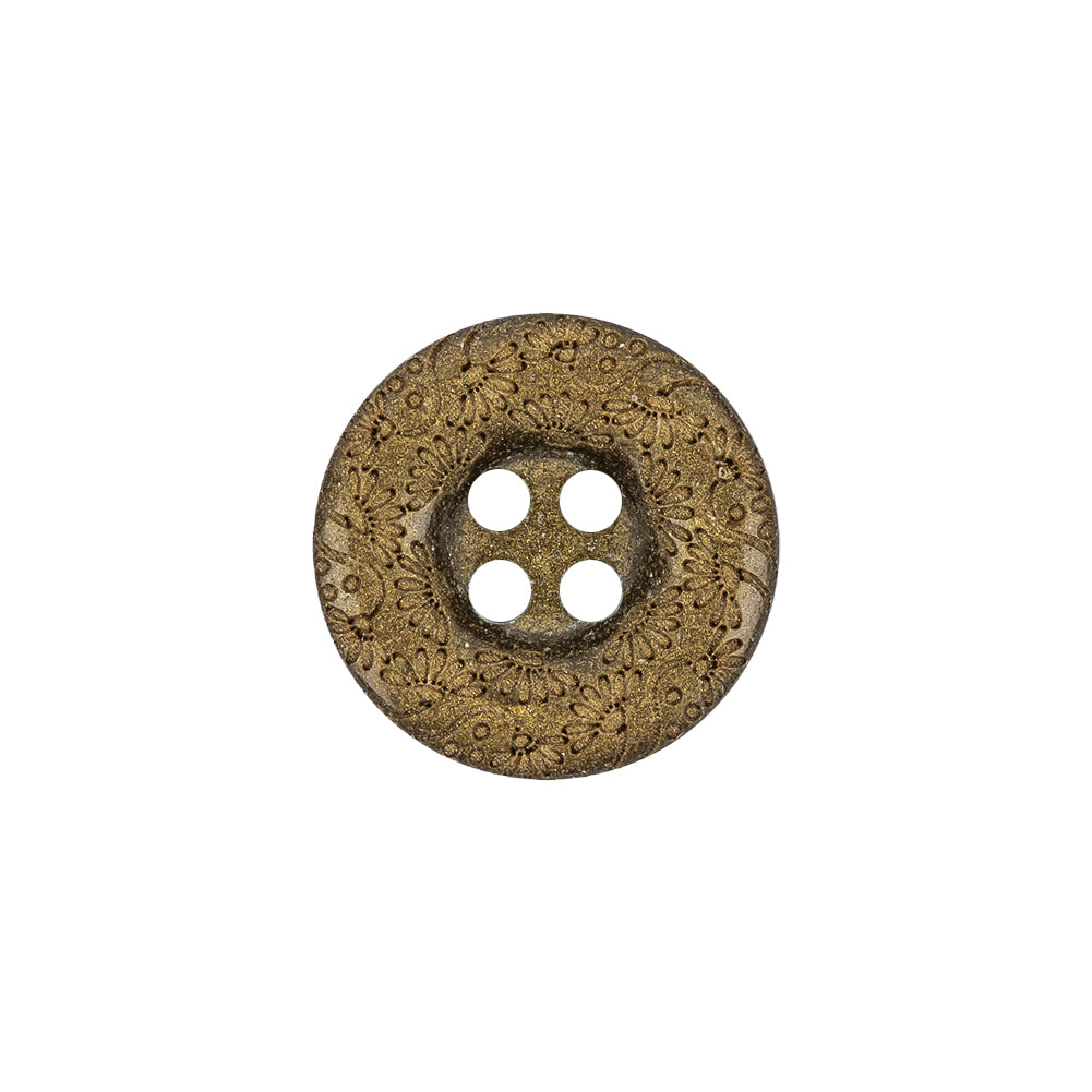 Gold Floral Iridescent Rolled Rim 4-Hole Nylon Button - 28L/18mm - Joann Fabrics